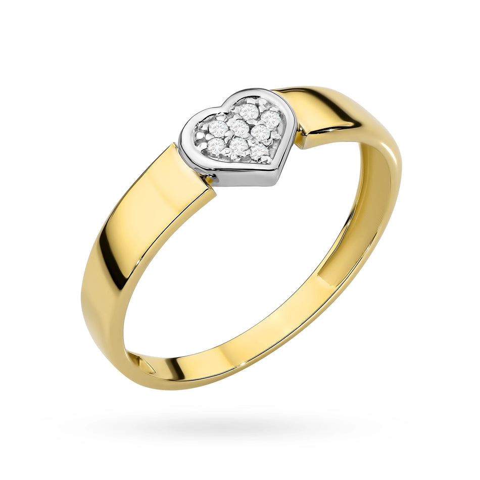 Gold Ring with Zirconia Heart