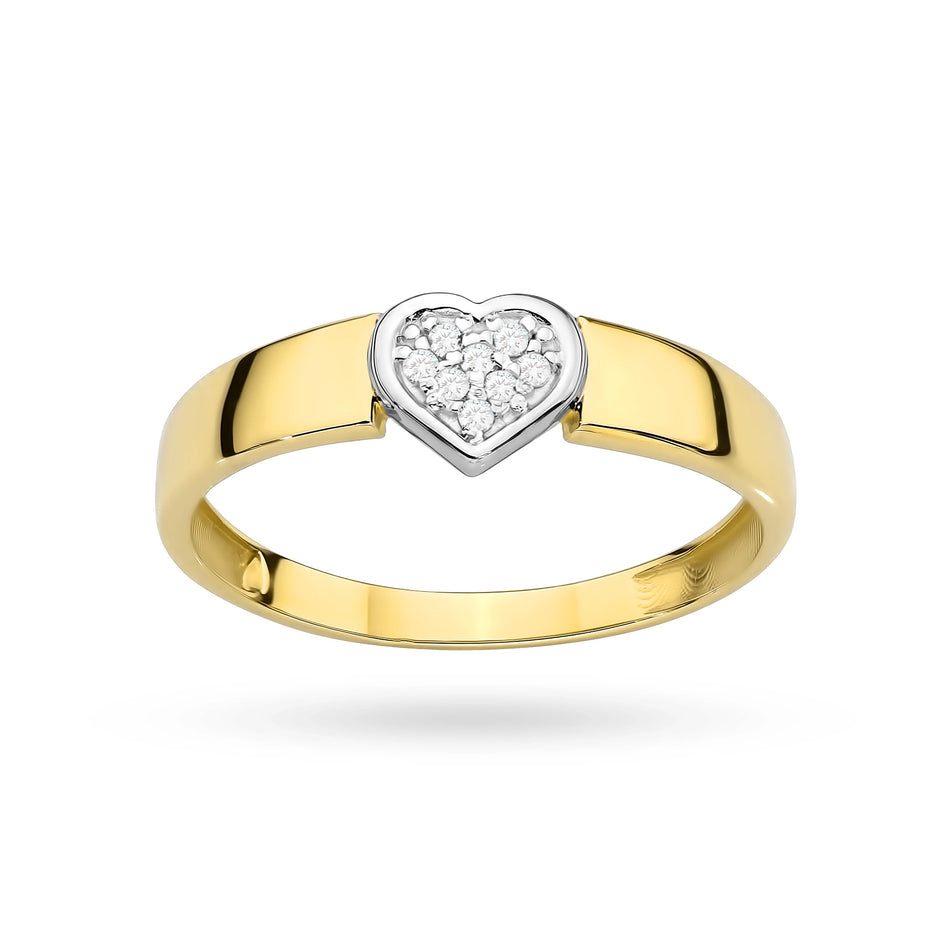 Gold Ring with Zirconia Heart