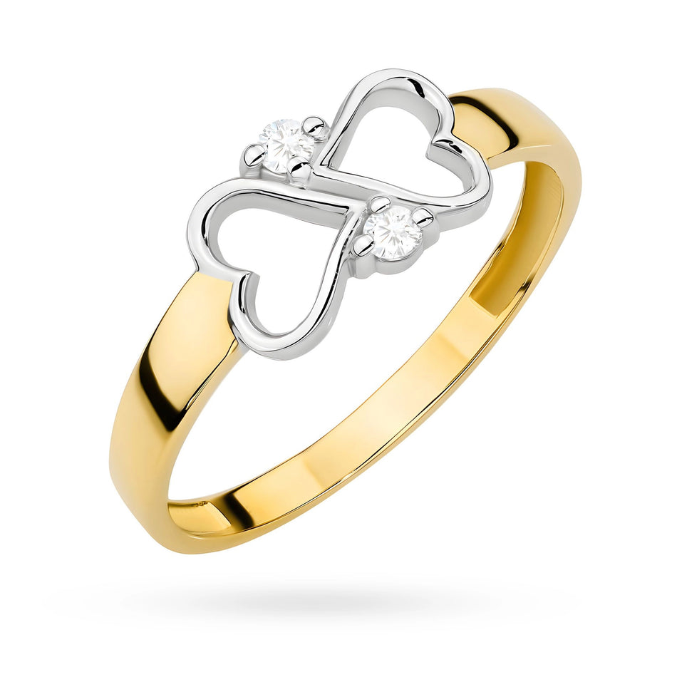 Gold Ring with Zirconia Heart