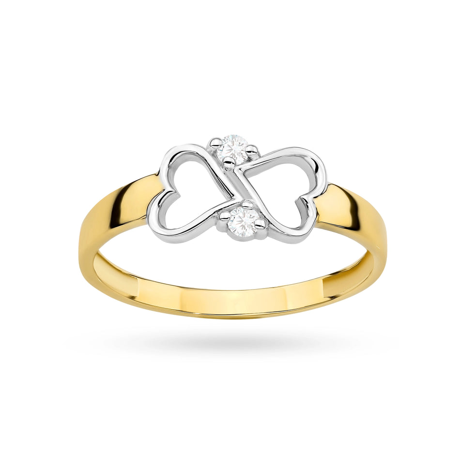 Gold Ring with Zirconia Heart