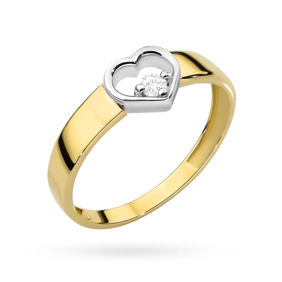 Gold Ring with Zirconia Heart