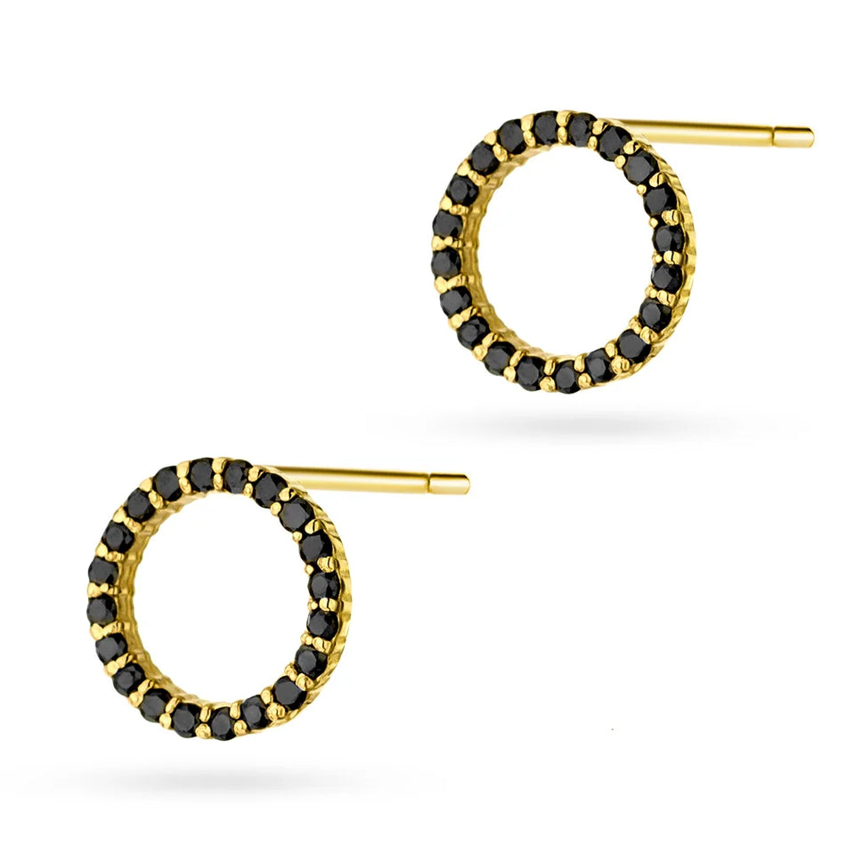 Gold Earrings with 40 x 0.005ct Black diamonds