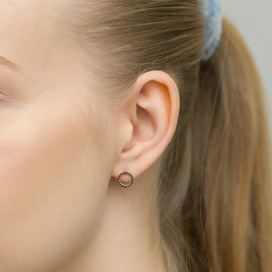 Gold Earrings with 40 x 0.005ct Black diamonds