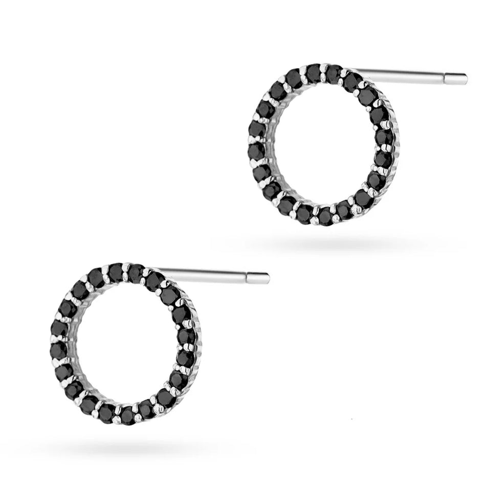 Gold Earrings with 40 x 0.005ct Black diamonds