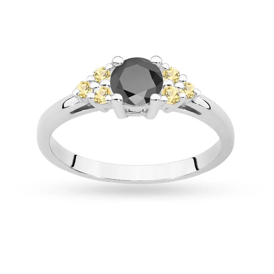 Gold Ring with 0,50ct Black Diamond and 6 Bronze Diamonds