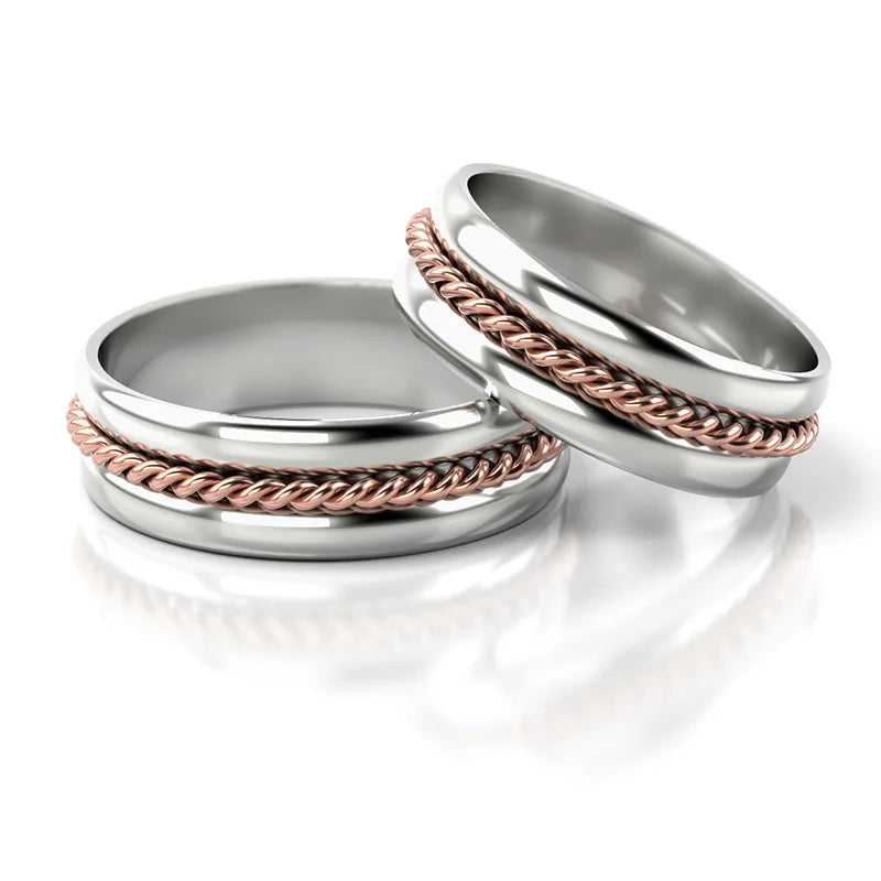 Nádherné dvojfarebné zlaté svadobné obrúčky prstene 6mm