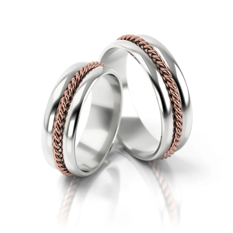 Nádherné dvojfarebné zlaté svadobné obrúčky prstene 6mm