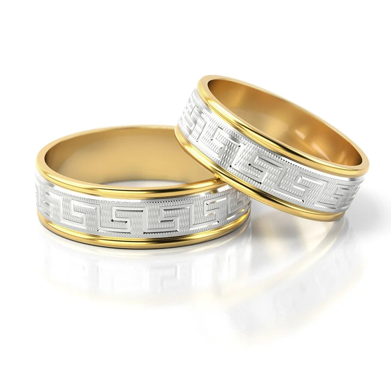 Dvojfarebné zlaté svadobné obrúčky prstene 6mm