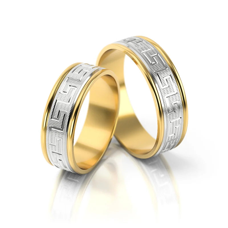 Dvojfarebné zlaté svadobné obrúčky prstene 6mm