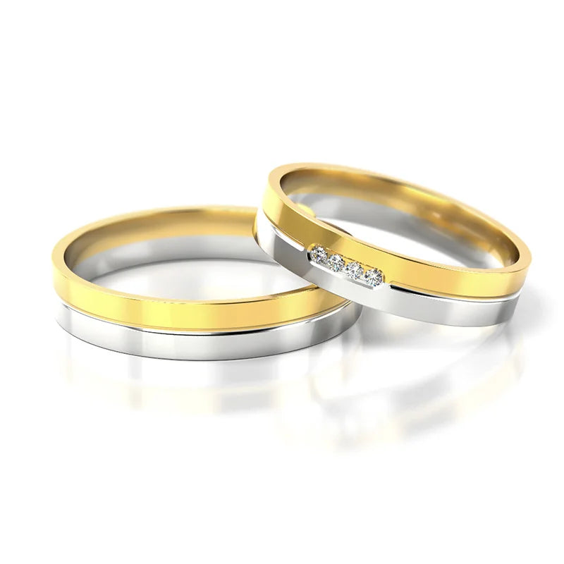 Dvojfarebné zlaté obrúčky so zirkónmi 4mm
