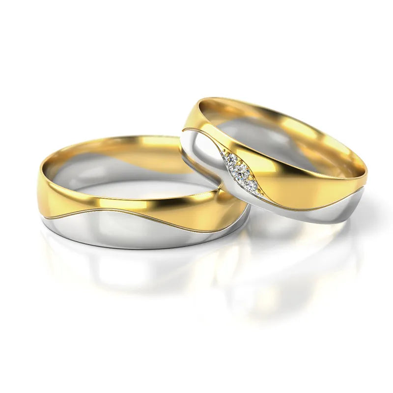 Dvojfarebné zlaté obrúčky so zirkónmi 5mm