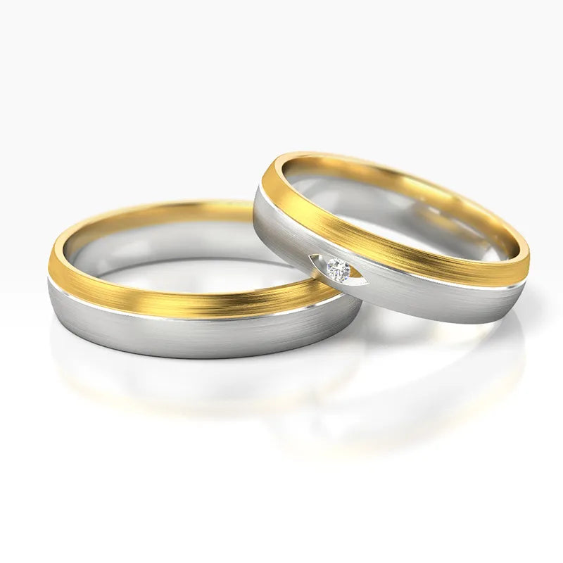 Dvojfarebné zlaté obrúčky so zirkónmi 4.5mm