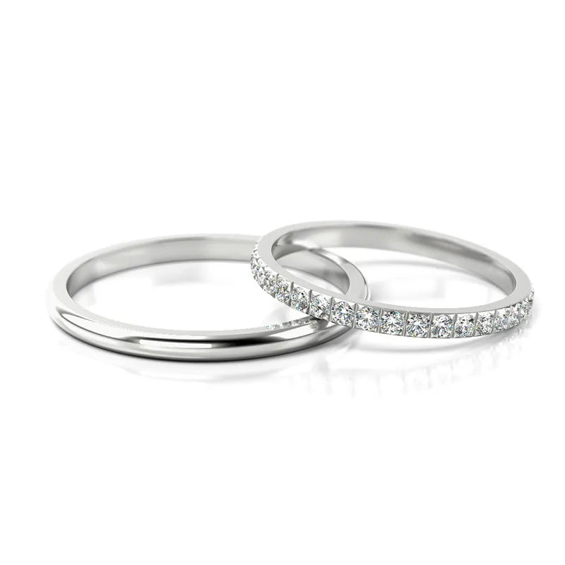 Úzke svadobné obrúčky z bieleho zlata so zirkóniou 1,8 mm