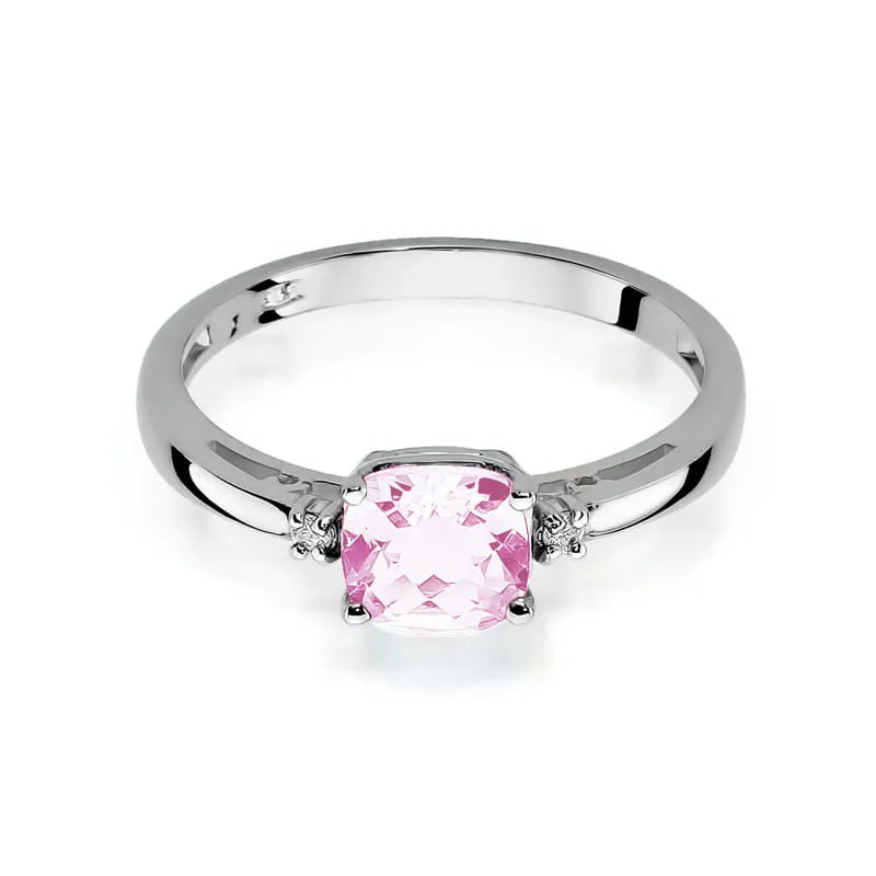 Gold Ring with 1.10ct Pink topaz and Diamonds