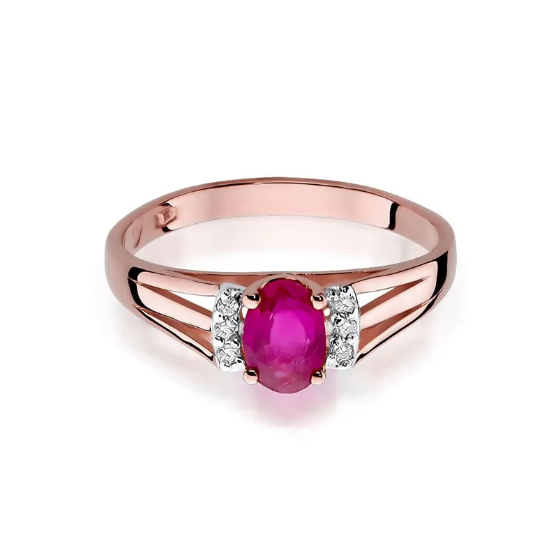 Gold Ring with 0.60ct Ruby and Diamonds