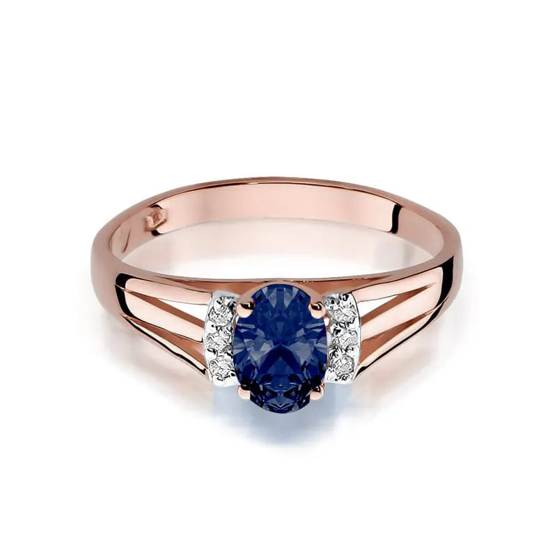 Gold Ring with 0.70ct Sapphire and 0.052ct Diamonds