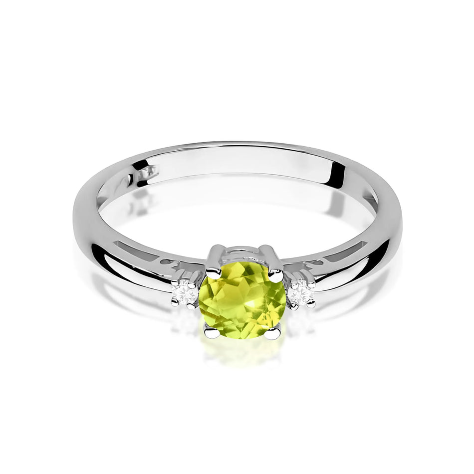 Gold Ring with 0.60ct Olivine and Diamonds