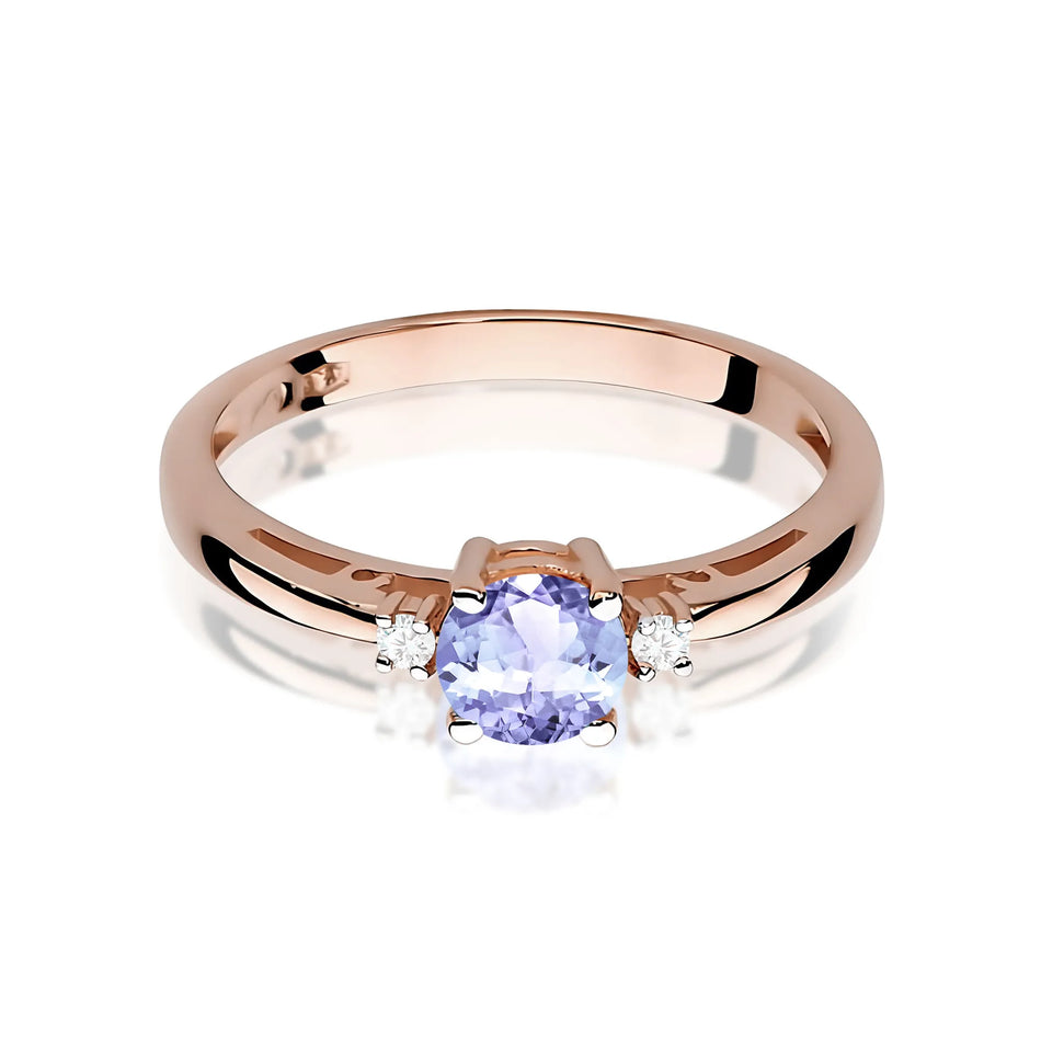 Zlatý prsteň s 0,50 ct tanzanitom a diamantmi