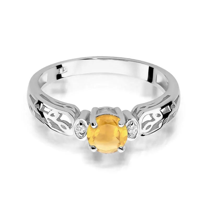 Gold Ring with 0.50ct Citrin and 0.02ct Diamonds