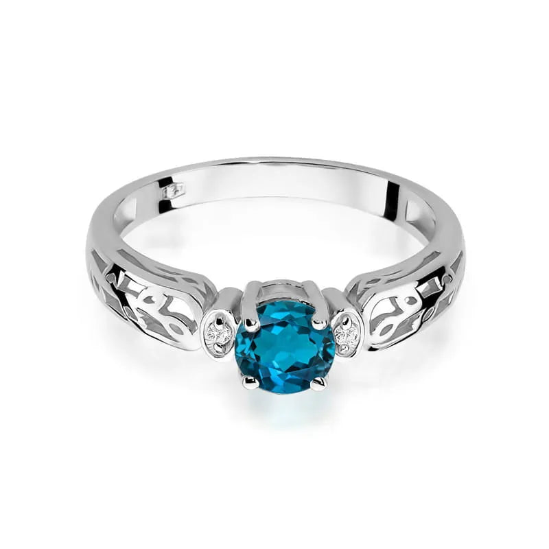 Zlatý prsteň s 0,50 ct topásom London Blue a 0,02 ct diamantmi