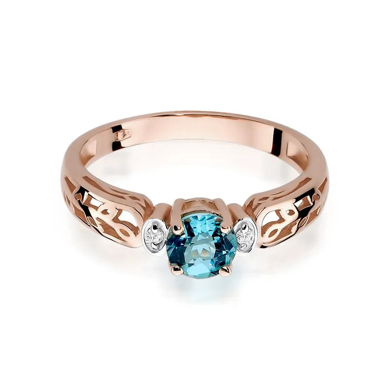 Gold Ring with 0.50ct Topaz and 0.02ct Diamonds