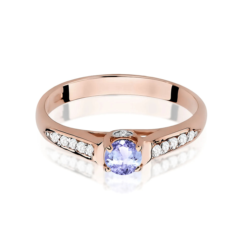Zlatý prsteň s 0,35 ct tanzanitom a 0,103 ct diamantmi