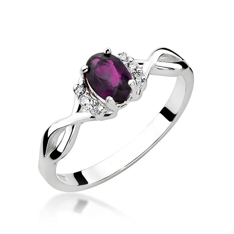 Gold Ring with 0.50ct Rhodolite and 0.052ct Diamonds