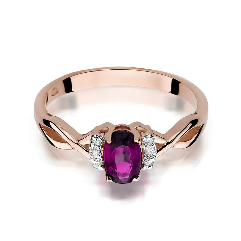 Gold Ring with 0.50ct Rhodolite and 0.052ct Diamonds