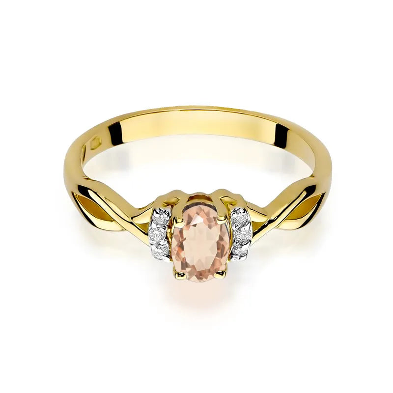Gold Ring with 0.40ct Morganite and 0.052ct Diamonds