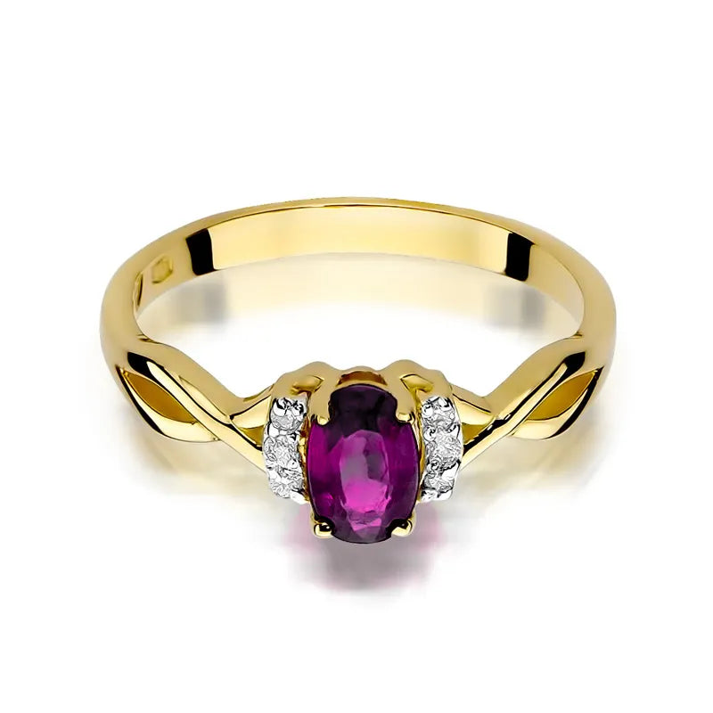 Gold Ring with 0.50ct Rhodolite and 0.052ct Diamonds