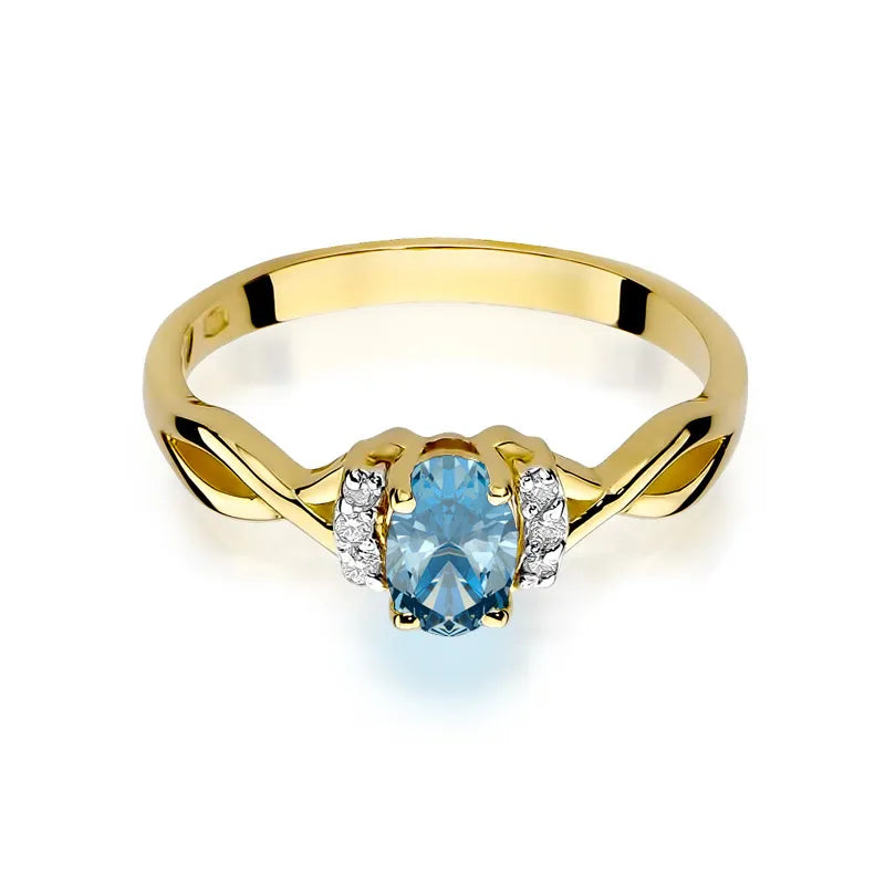 Gold Ring with 0.50ct Topaz and 0.052ct Diamonds