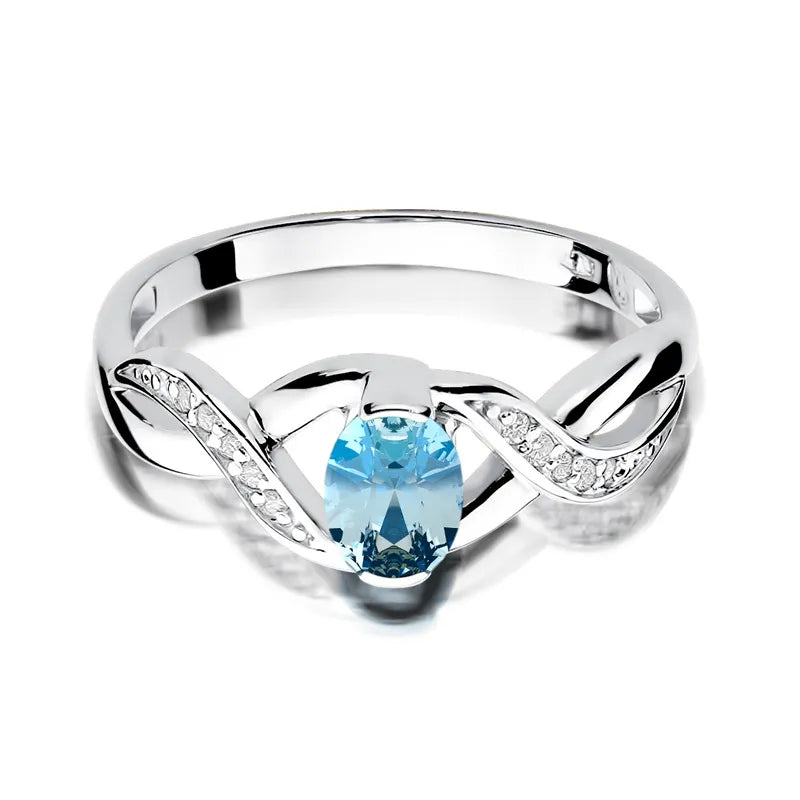 Gold Ring with 0.50ct Topaz and 0.05ct Diamonds