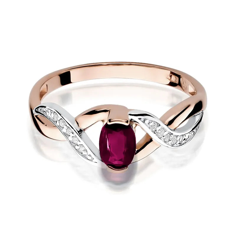 Gold Ring with 0.50ct Rhodolite and 0.05ct Diamonds