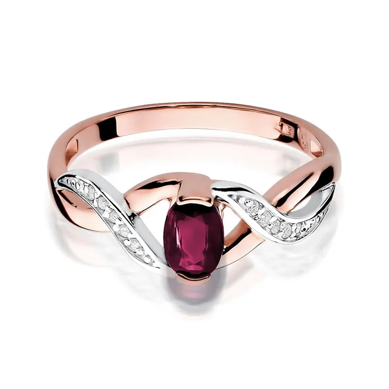 Zlatý prsteň s 0,60 ct rubínom a 0,05 ct diamantmi