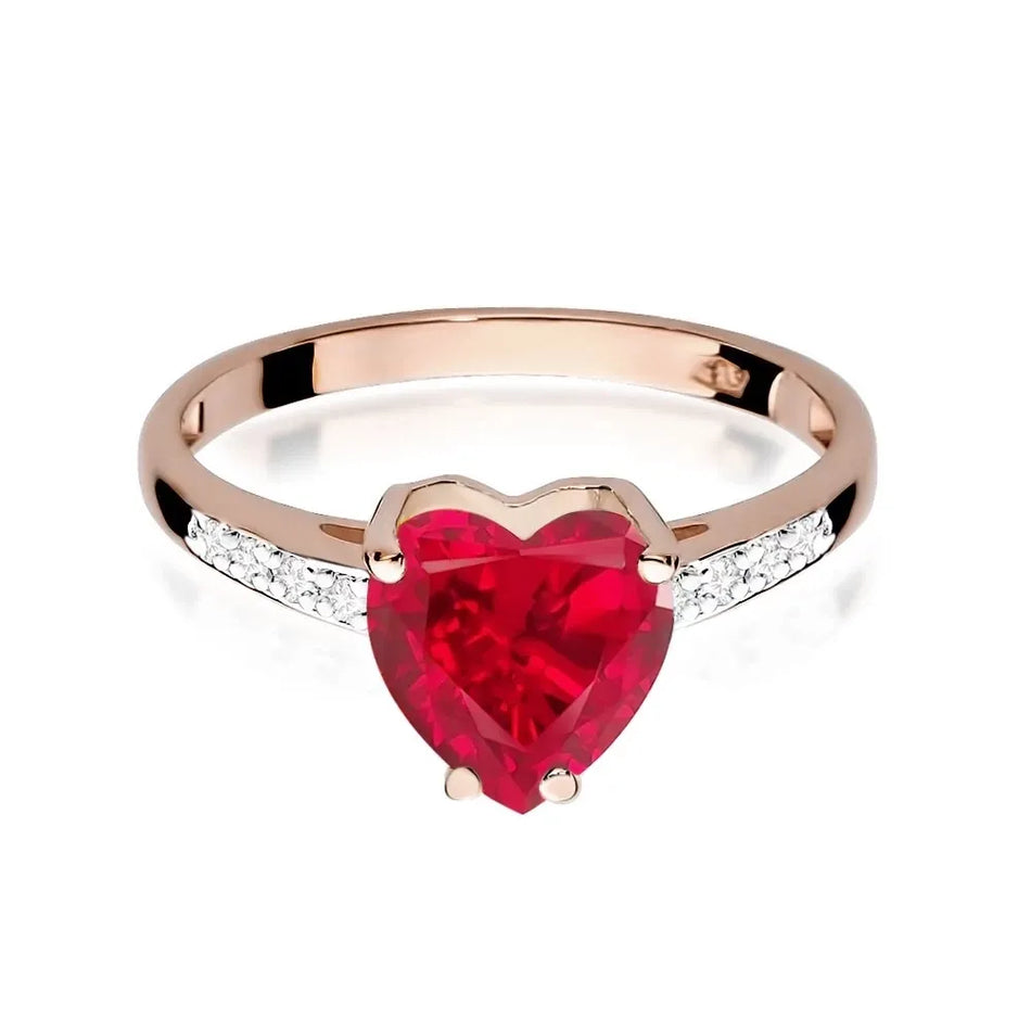 Zlatý prsteň s 1,70 ct rubínom a 0,04 ct diamantmi