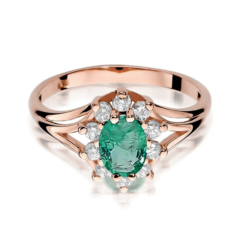 Gold Ring with 0.80ct Emerald and 0.30ct Diamonds