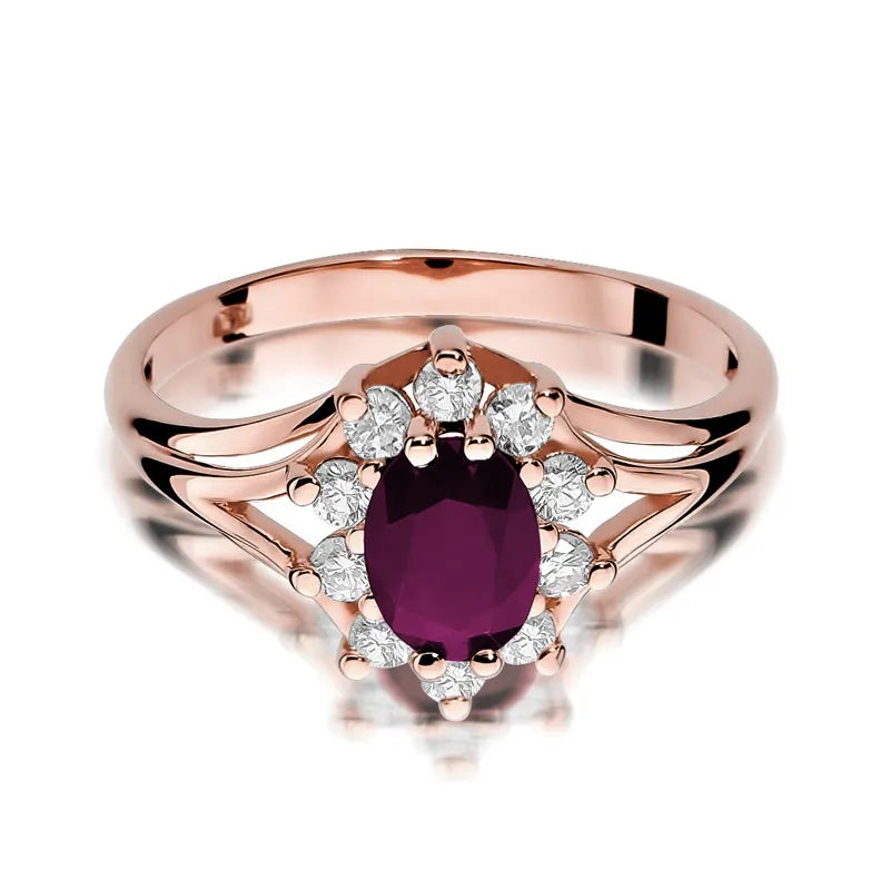 Gold Ring with 1.00ct Ruby and 0.30ct Diamonds