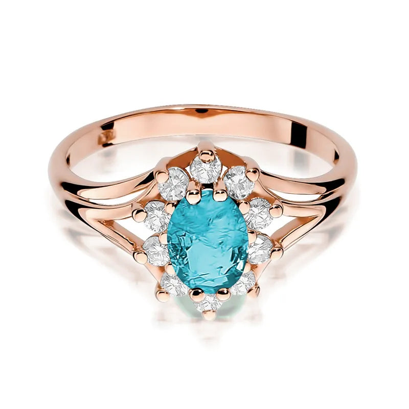 Gold Ring with 0.90ct Topaz and 0.30ct Diamonds