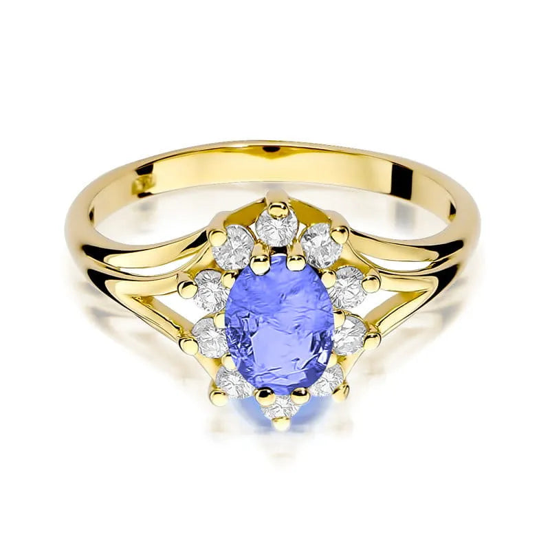 Gold Ring with 0.70ct Tansanit and 0.30ct Diamonds