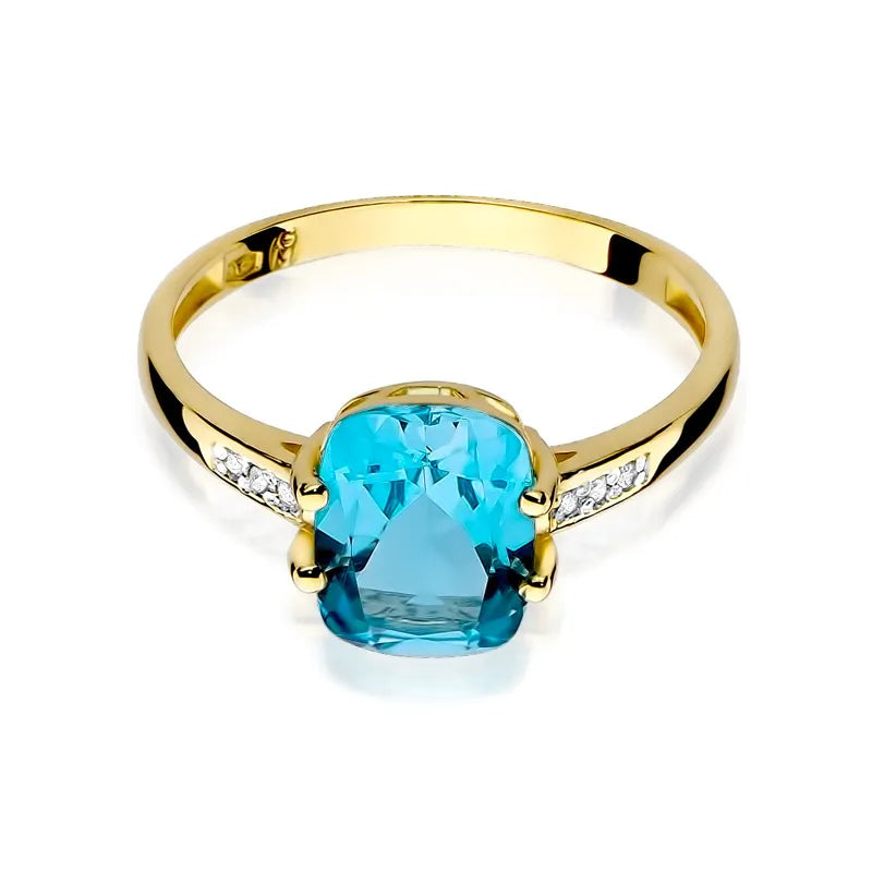Gold Ring with 2.40ct Topaz and 0.03ct Diamonds