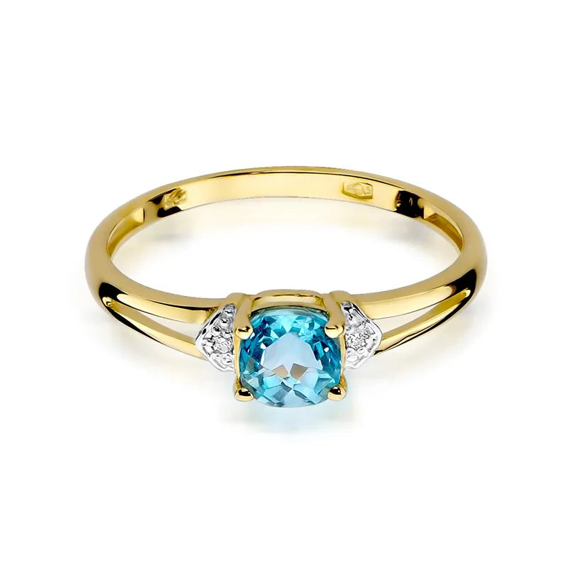 Gold Ring with 0.70ct Topaz and 0.01ct Diamonds