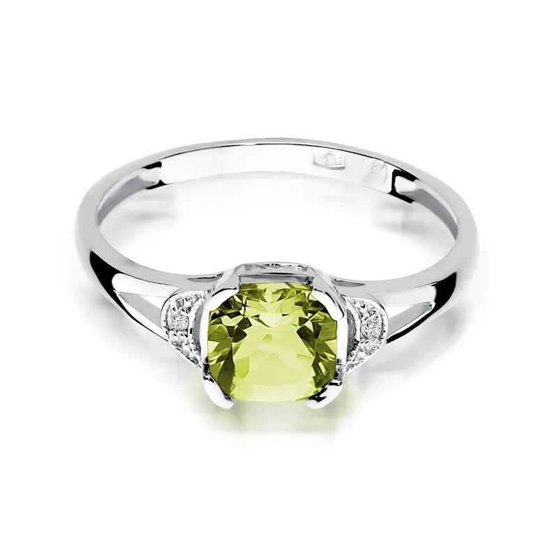 Gold Ring with 1.00ct Olivine and 0.01ct Diamonds