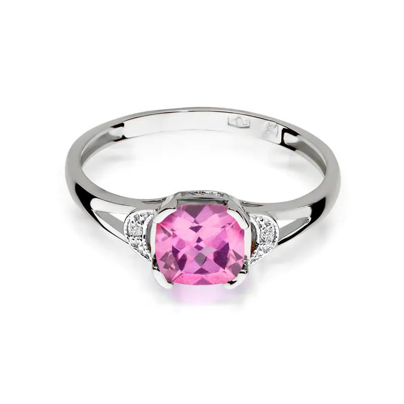 Gold Ring with 1.10ct Pink topaz and 0.01ct Diamonds