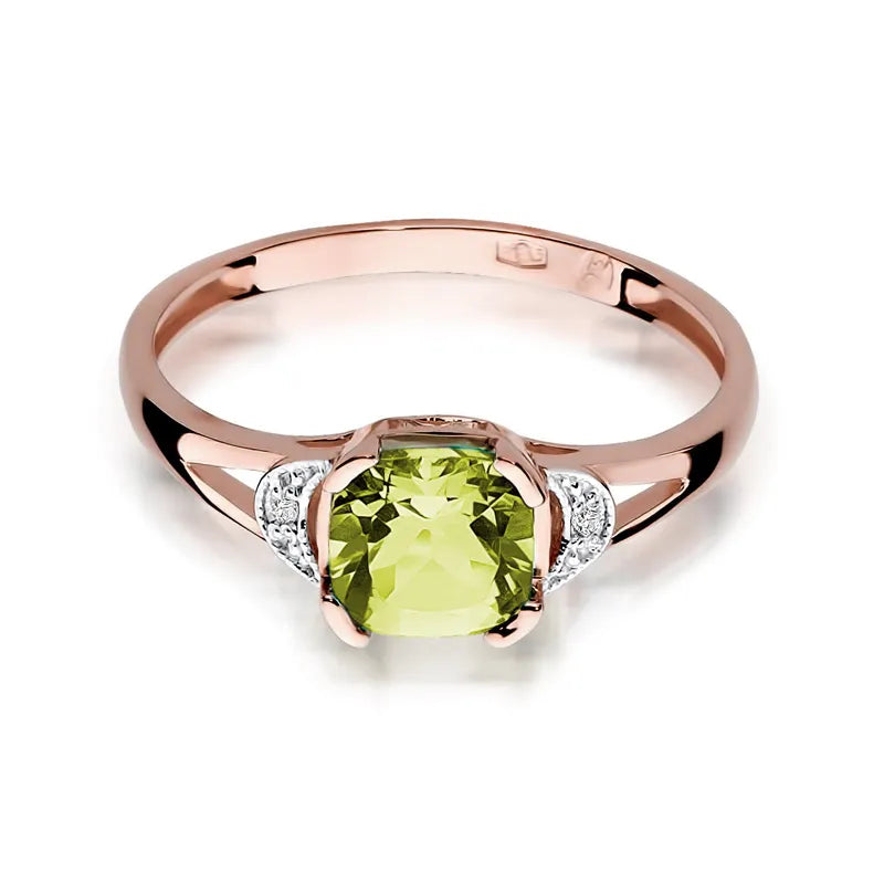 Gold Ring with 1.00ct Olivine and 0.01ct Diamonds
