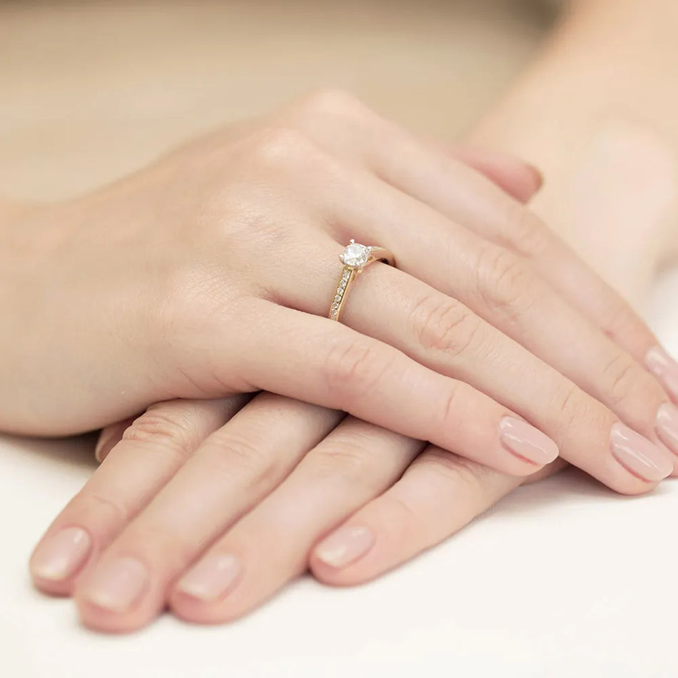 Gold Ring with 0.50ct and 0.12ct Lab-diamonds