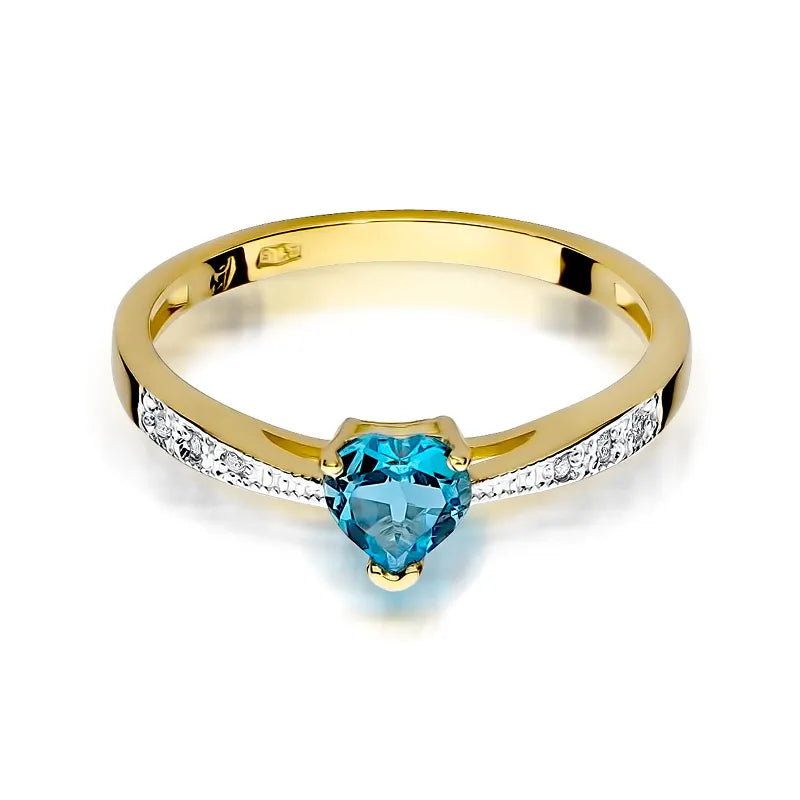 Gold Ring with 0.50ct Topaz and 0.03ct Diamonds