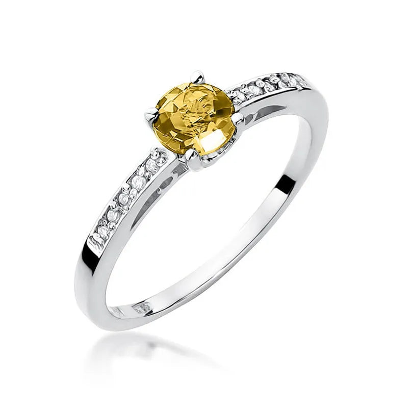 Gold Ring with 0.50ct Citrin and 0.05ct Diamonds