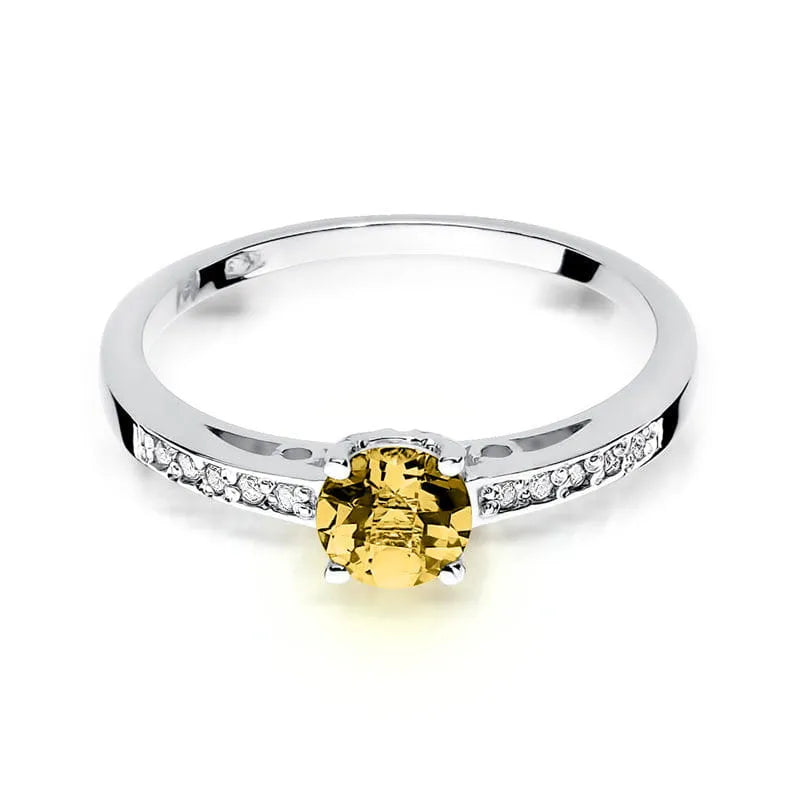 Gold Ring with 0.50ct Citrin and 0.05ct Diamonds
