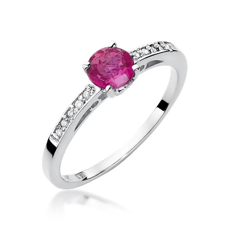 Zlatý prsteň s 0,60 ct rubínom a 0,05 ct diamantmi