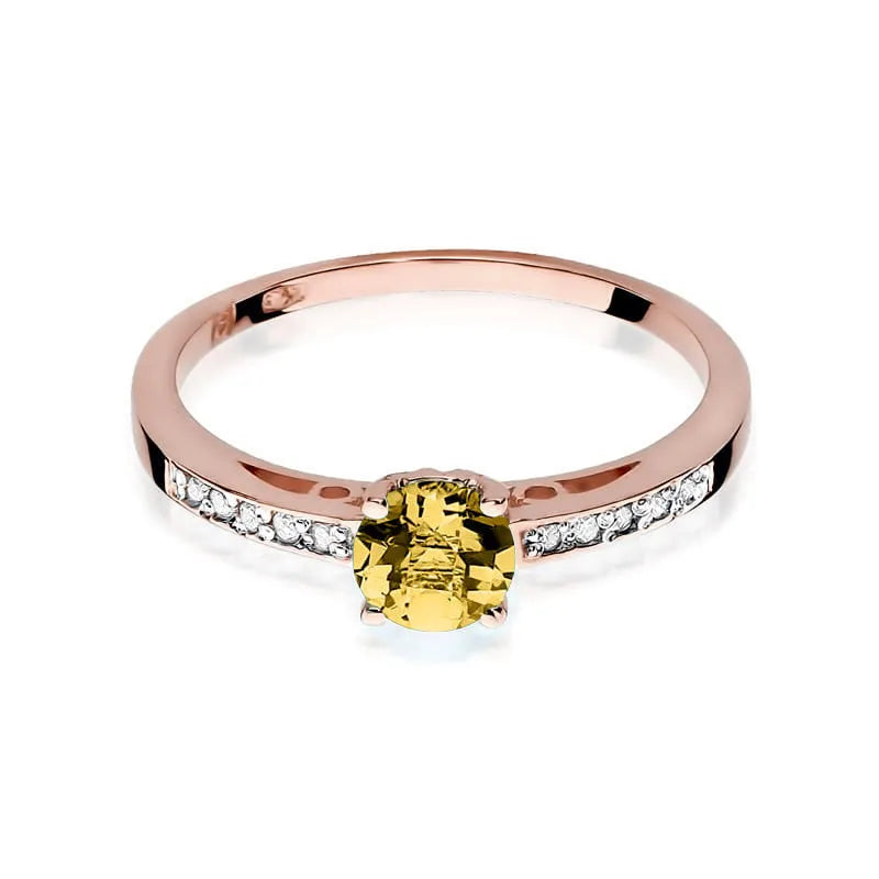 Gold Ring with 0.50ct Citrin and 0.05ct Diamonds